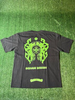 Chrome Hearts Black Neon Green Horseshoe Graphic T-Shirt NWT